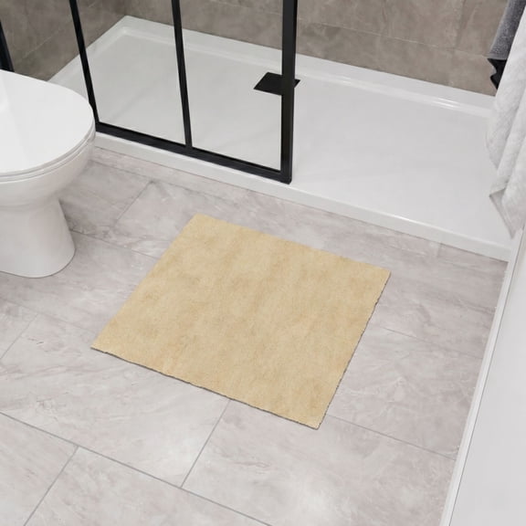 Ottomanson Bath Rug 23.6" x 24" Soft Absorbent Non-Slip Bath Mat for Bathroom, Washable & Quick Dry, Beige