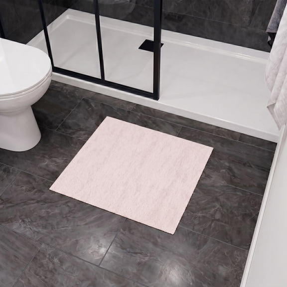 Ottomanson Bath Rug 23.6" x 24" Soft Absorbent Non-Slip Bath Mat for Bathroom, Washable & Quick Dry, Blush