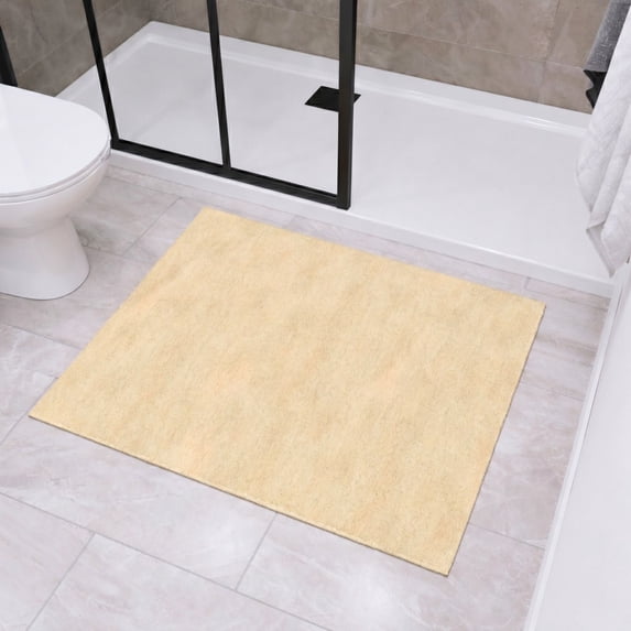 Ottomanson Bath Rug 31" x 36" Soft Absorbent Non-Slip Bath Mat for Bathroom, Washable & Quick Dry, Beige