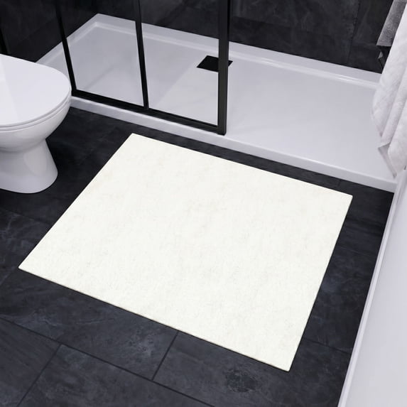 Ottomanson Bath Rug 31" x 36" Soft Absorbent Non-Slip Bath Mat for Bathroom, Washable & Quick Dry, White