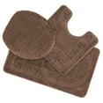 thumbnail image 1 of Ottomanson Cathy Washable Non-Slip Rubberback Polypropylene Brown Bath Rug Set, 3 Piece, 1 of 8