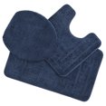 thumbnail image 1 of Ottomanson Cathy Washable Non-Slip Rubberback Polypropylene Navy Bath Rug Set, 3 Piece, 1 of 8