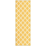 Ottomanson Washable Non-Slip Rubberback Moroccan Trellis 2x5 Runner Rug For Bedroom, 20" x 59", Yellow