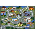 thumbnail image 1 of Ottomanson Children Car Road Map 3x5 Washable Non-Slip Area Rug for Kids Playroom, 3'3" x 4'7", Green/Multicolor, 1 of 10