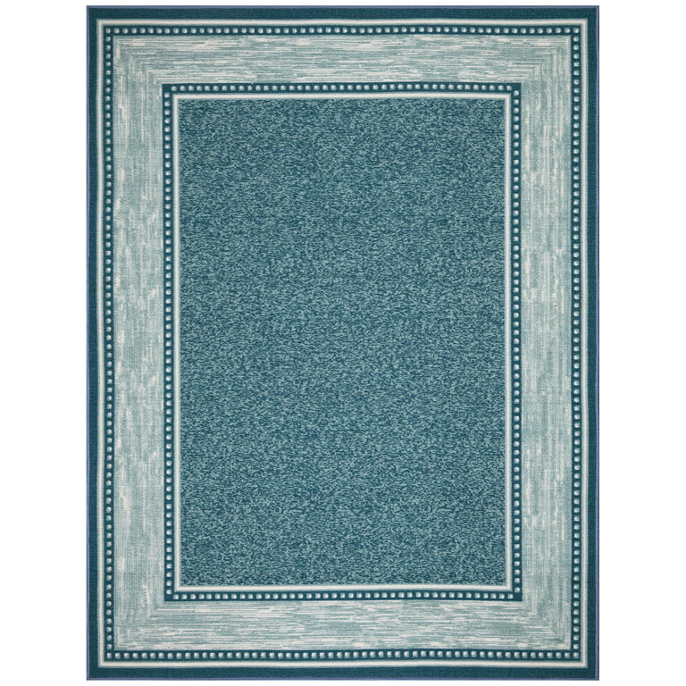 Ottomanson Ottohome Non-Slip Rubberback Bordered 3x5 Indoor Area Rug, 3'3 x 5', Blue