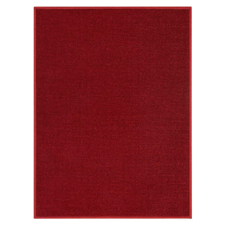 Ottomanson Classics Non-Slip Rubberback Modern Solid 2x3 Indoor Area Rug/Entryway  Mat, 2'3 x 3', Red 