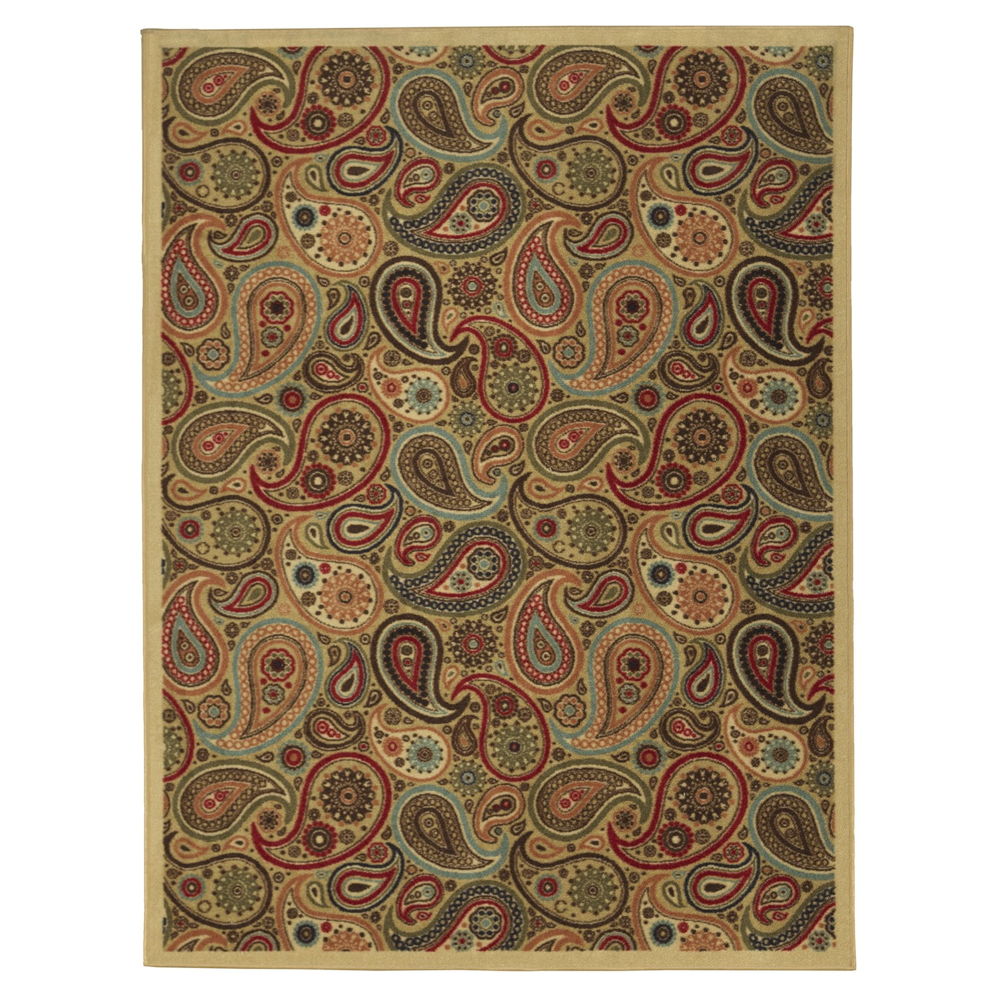 Rubber Backed Area Rug, 39 X 58 inch (fits 3x5 Area), Beige Geometric, Non  Slip, Kitchen Rugs and Mats