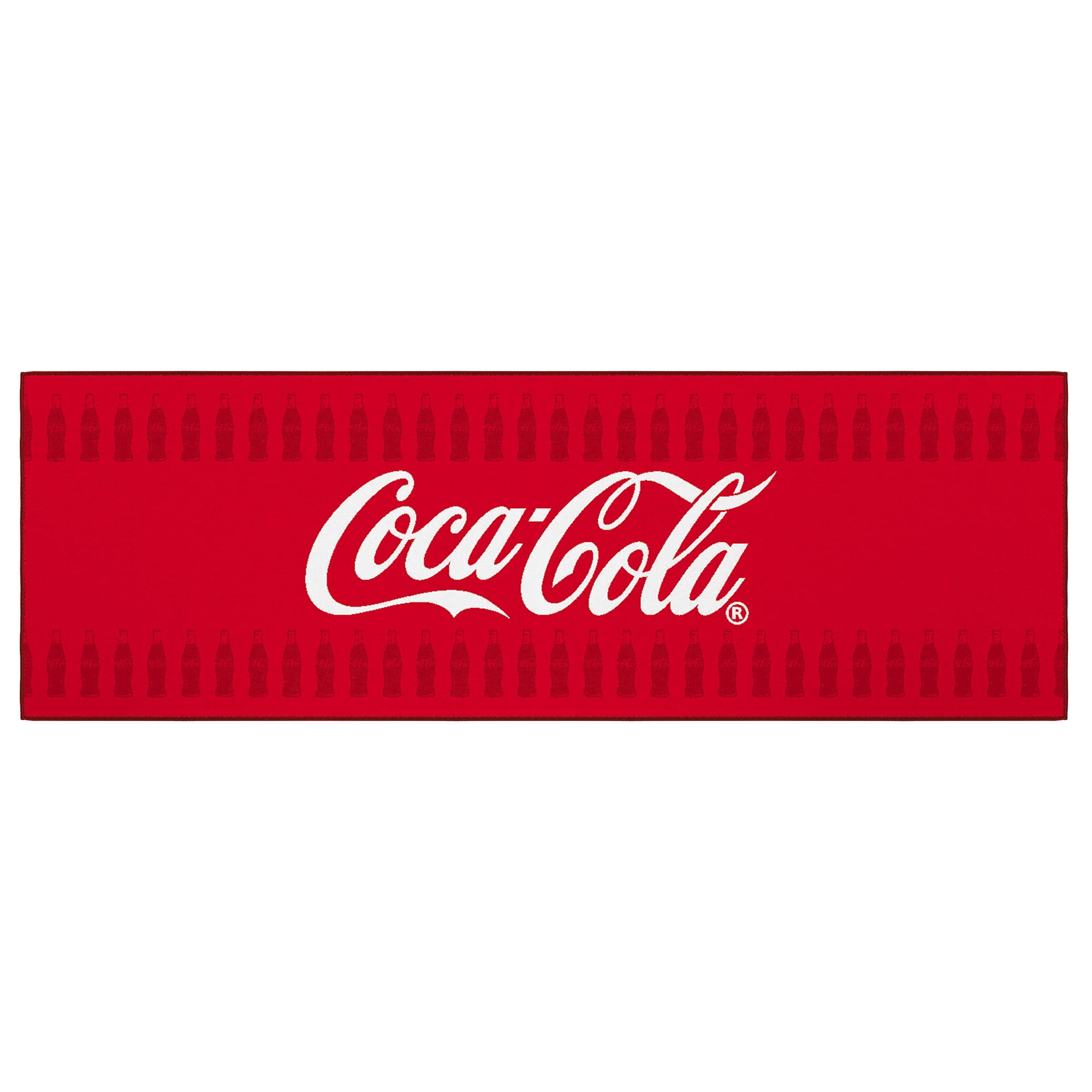 Ottomanson Coca-Cola Border Machine Washable Non-Slip Rubberback 2x5 Runner Rug, 20"x 59", Red