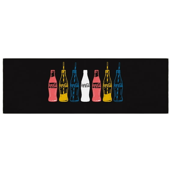 Ottomanson Coca-Cola Bottles Machine Washable Non-Slip Rubberback 2x5 Runner Rug, 20"x 59", Multi/Black