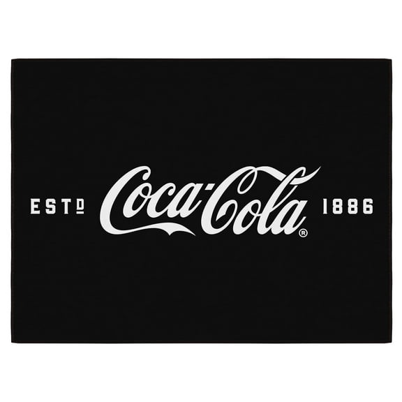 Ottomanson Coca-Cola Logo Machine Washable Non-Slip Rubberback 2x3 Area Rug, 2'3" x 3', Black