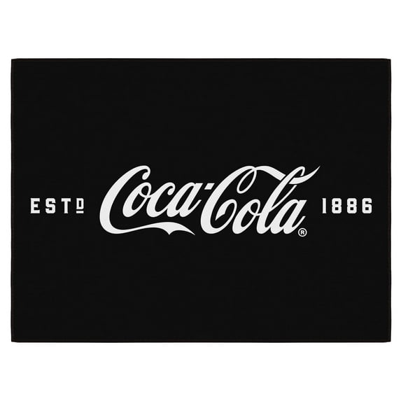 Ottomanson Coca-Cola Logo Machine Washable Non-Slip Rubberback 2x3 Area Rug, 2'3" x 3', Black
