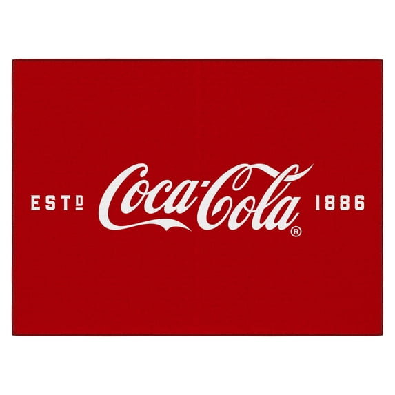 Ottomanson Coca-Cola Logo Machine Washable Non-Slip Rubberback 2x3 Area Rug, 2'3" x 3', Red