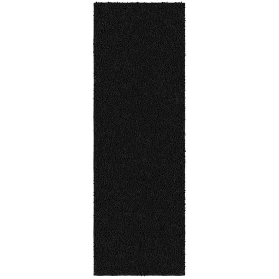 Ottomanson Comfort Non-Slip Rubberback Solid 2x5 Soft Indoor Runner Rug, 20" x 59", Black