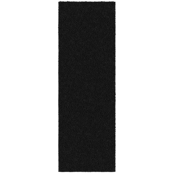 Ottomanson Comfort Non-Slip Rubberback Solid 2x6 Soft Indoor Runner Rug, 2' x 6', Black