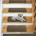 thumbnail image 1 of Ottomanson Comfort Washable Non-Slip Rubberback Solid 9" x 26" Indoor Stair Treads, 5 Pack, Brown, 1 of 9