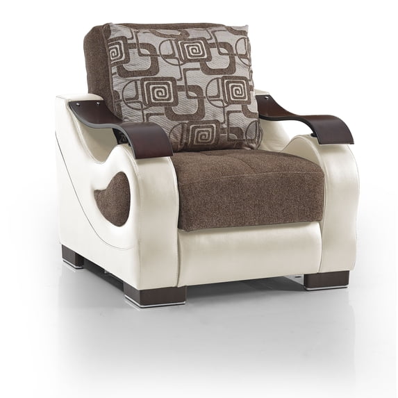 Ottomanson Convertible Accent Armchair with Hidden Storage, Firm Comfort Seating, Cream