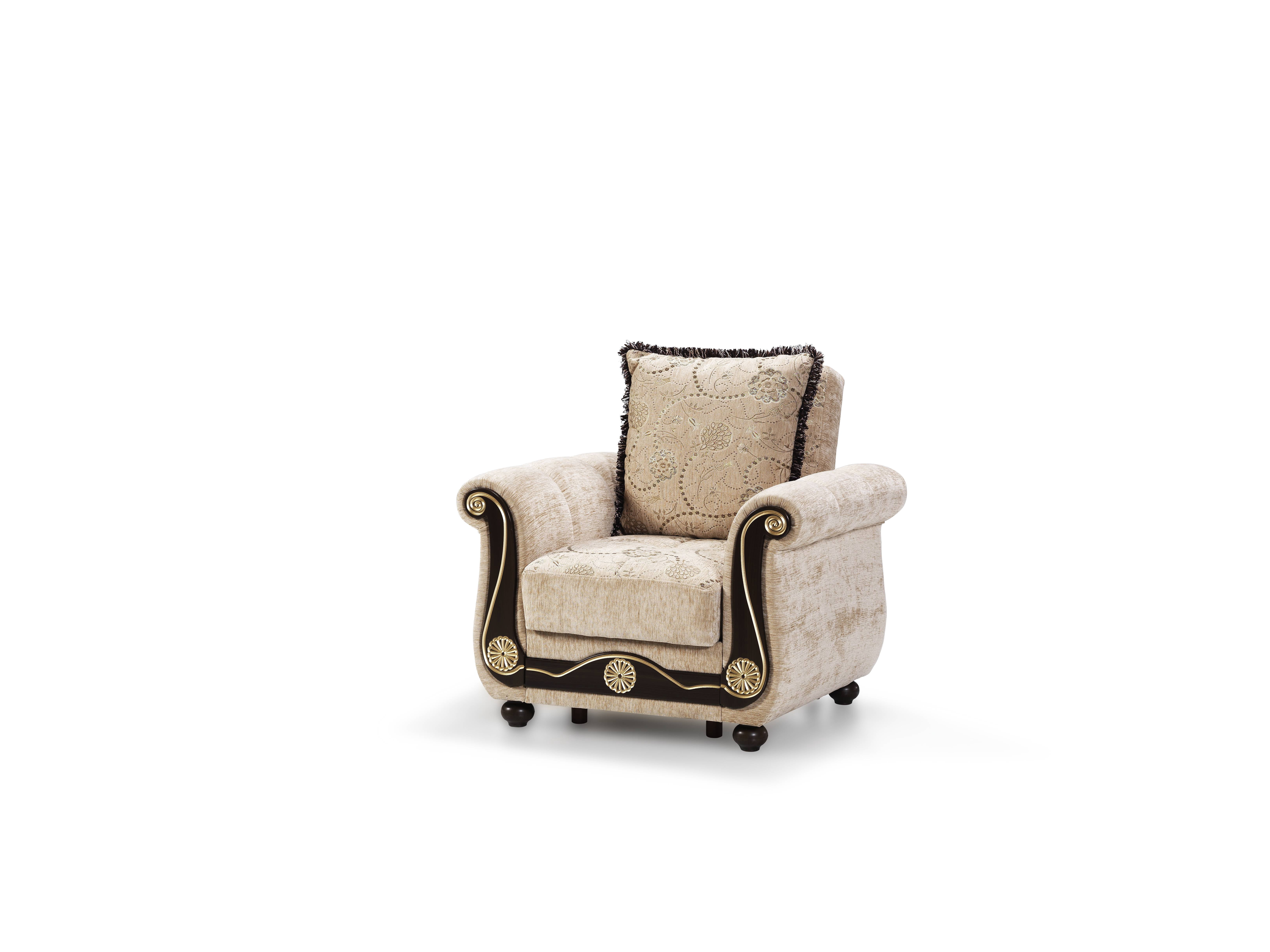 Ottomanson Convertible Accent Armchair with Hidden Storage, Firm Comfort Seating, Beige