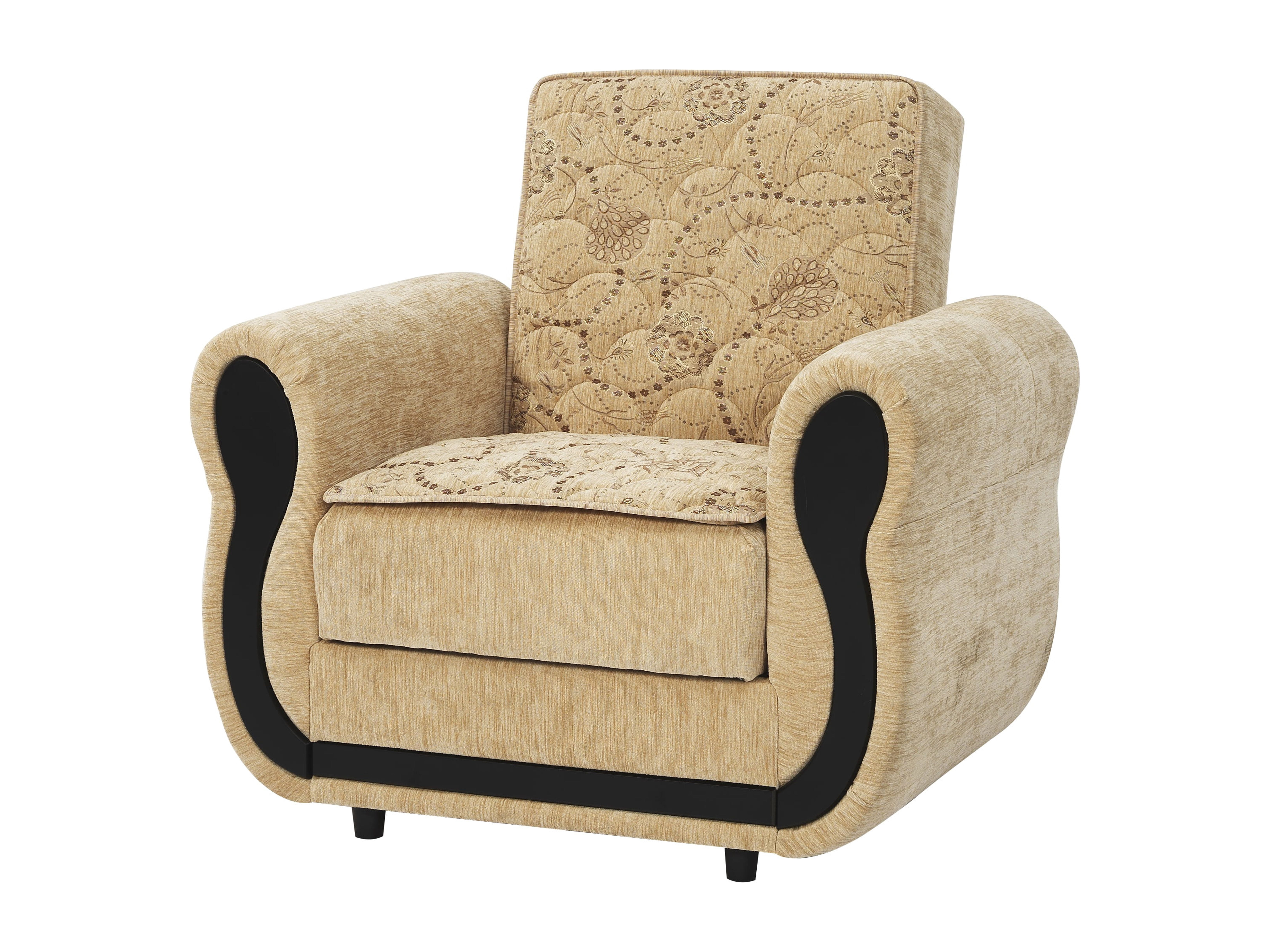 Ottomanson Convertible Accent Armchair with Hidden Storage, Firm Comfort Seating, Beige