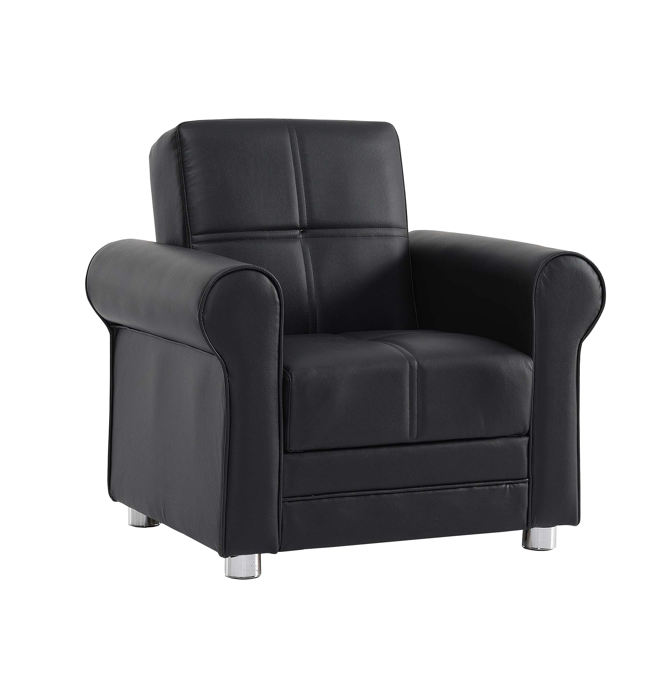 Ottomanson Convertible Accent Armchair with Hidden Storage, Firm Comfort Seating, Black