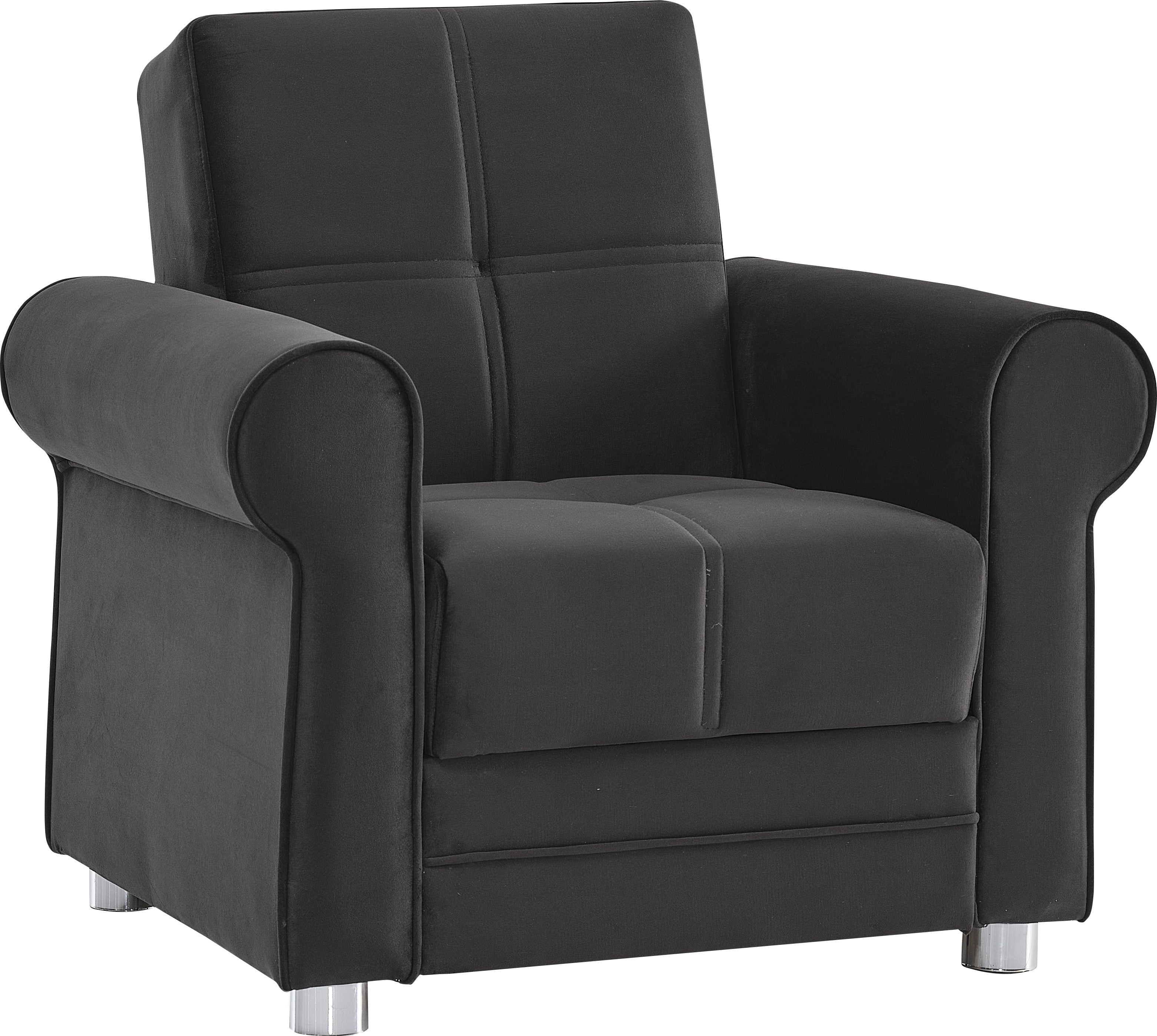 Ottomanson Convertible Accent Armchair with Hidden Storage, Firm Comfort Seating, Black
