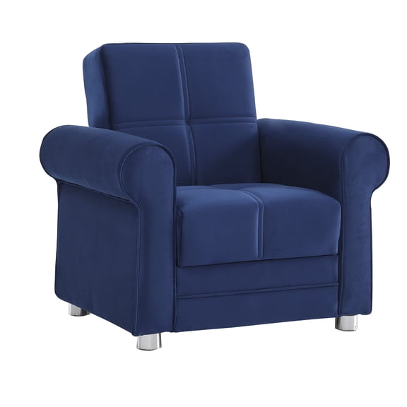 Ottomanson Convertible Accent Armchair with Hidden Storage, Firm Comfort Seating, Blue