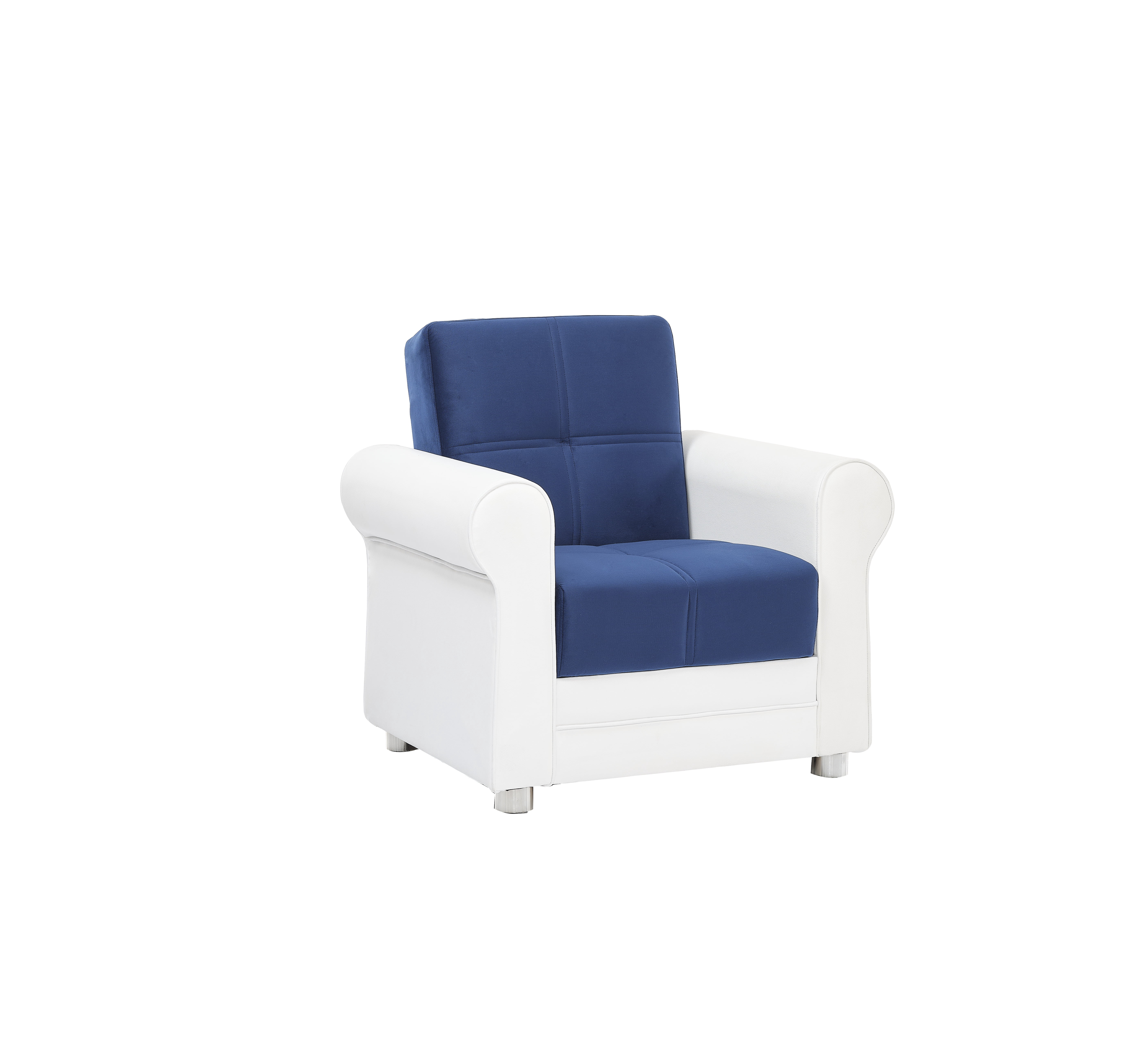 Ottomanson Convertible Accent Armchair with Hidden Storage, Firm Comfort Seating, Blue