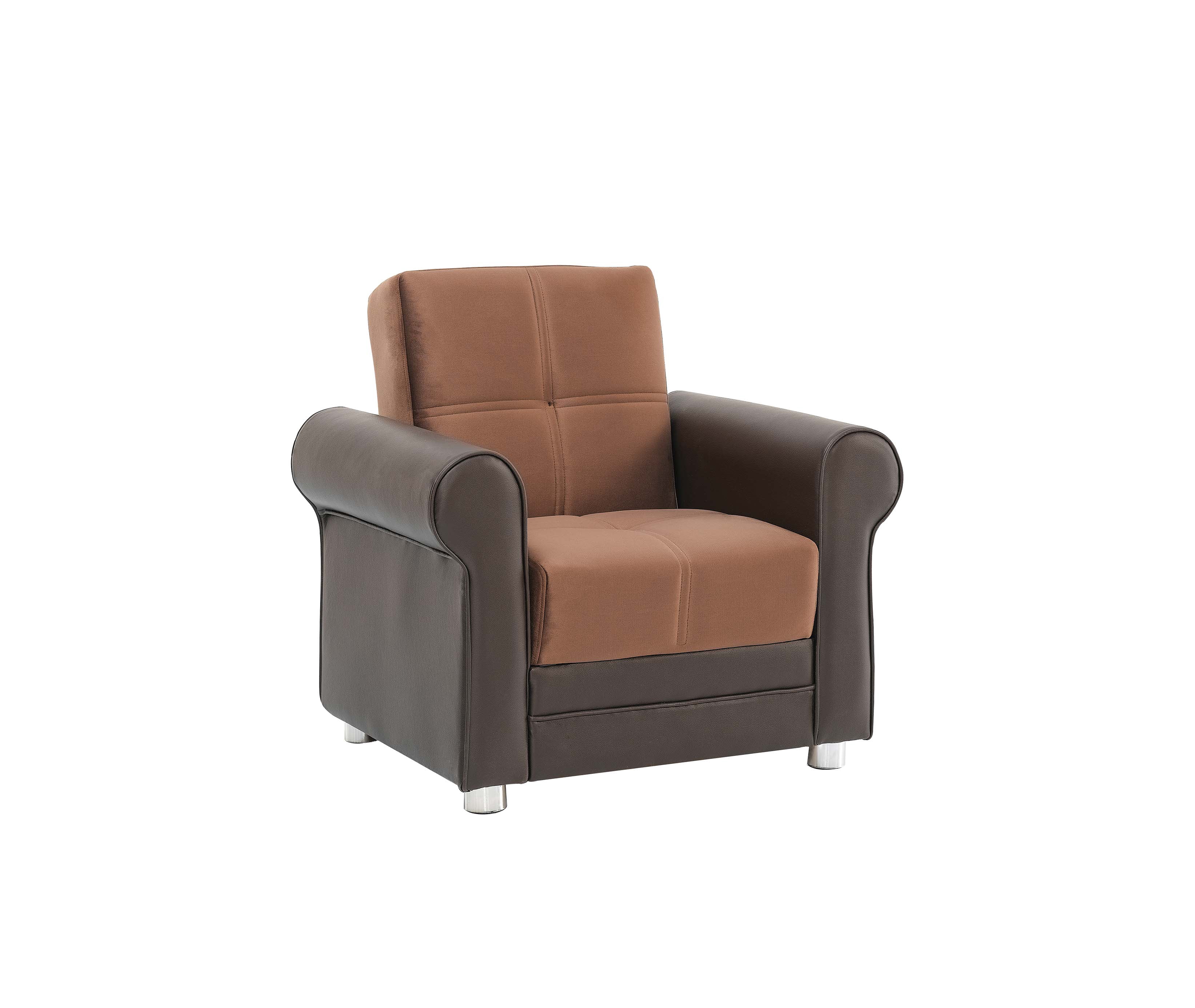 Ottomanson Convertible Accent Armchair with Hidden Storage, Firm Comfort Seating, Brown