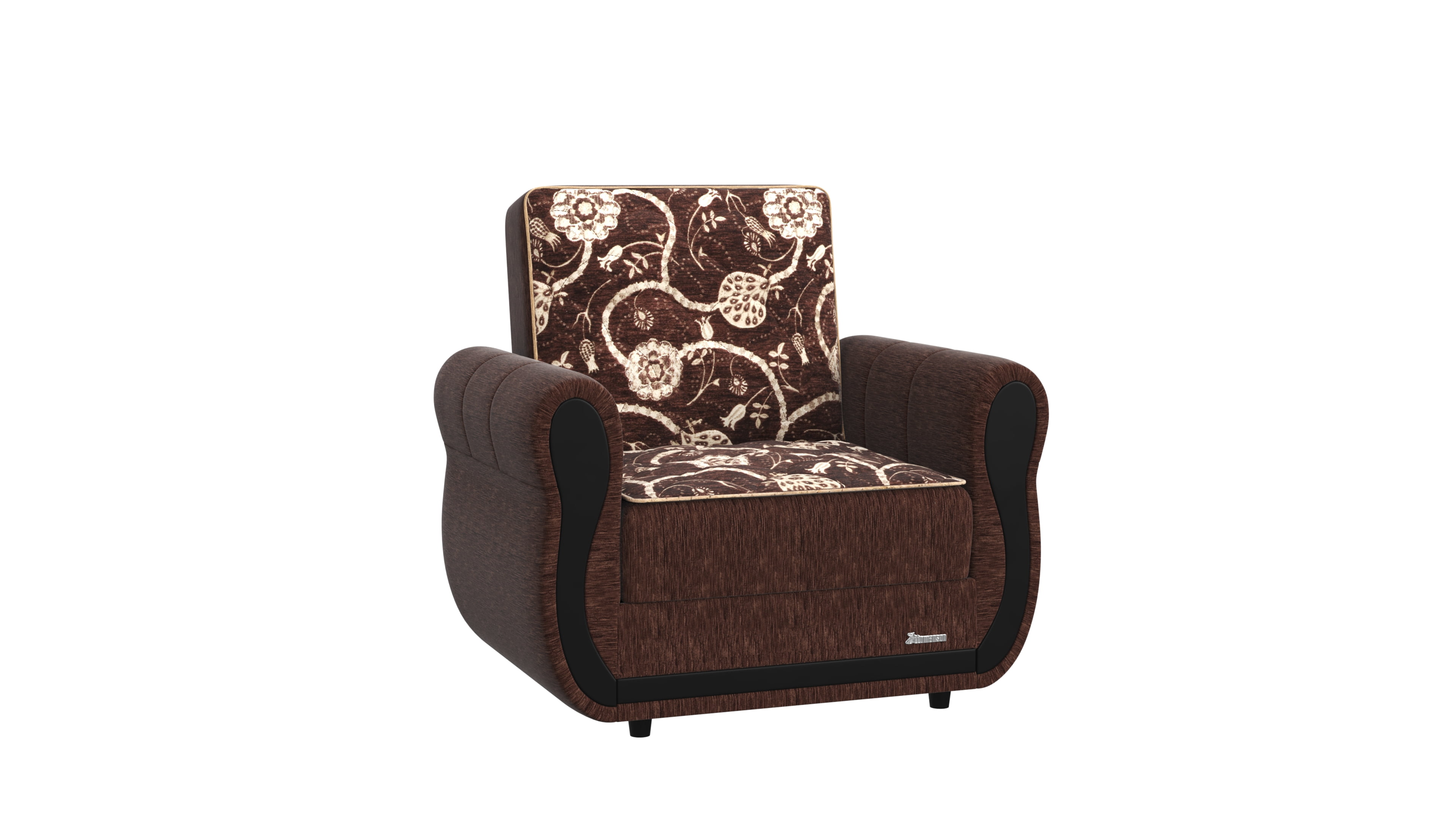 Ottomanson Convertible Accent Armchair with Hidden Storage, Firm Comfort Seating, Brown