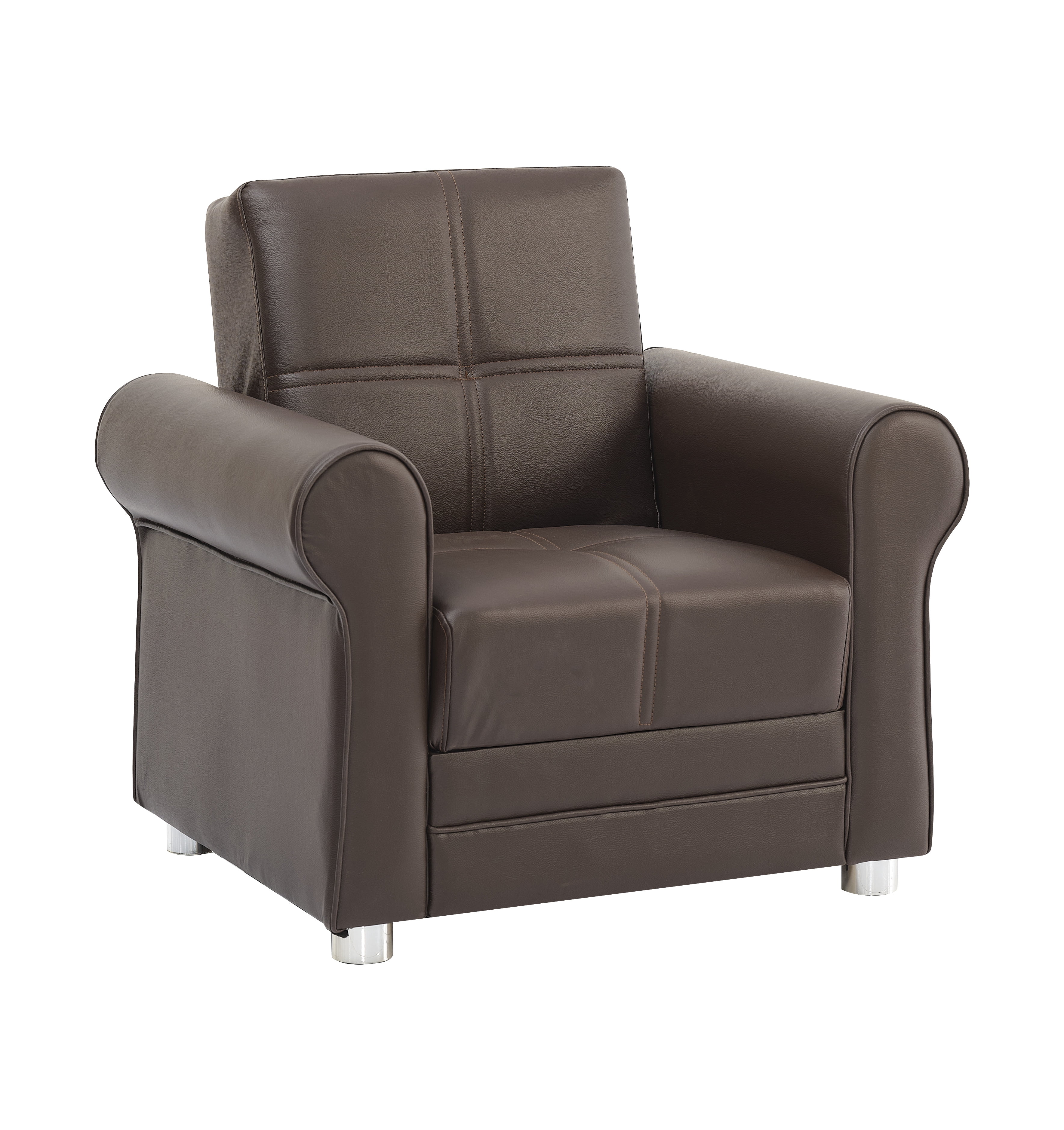 Ottomanson Convertible Accent Armchair with Hidden Storage, Firm Comfort Seating, Brown