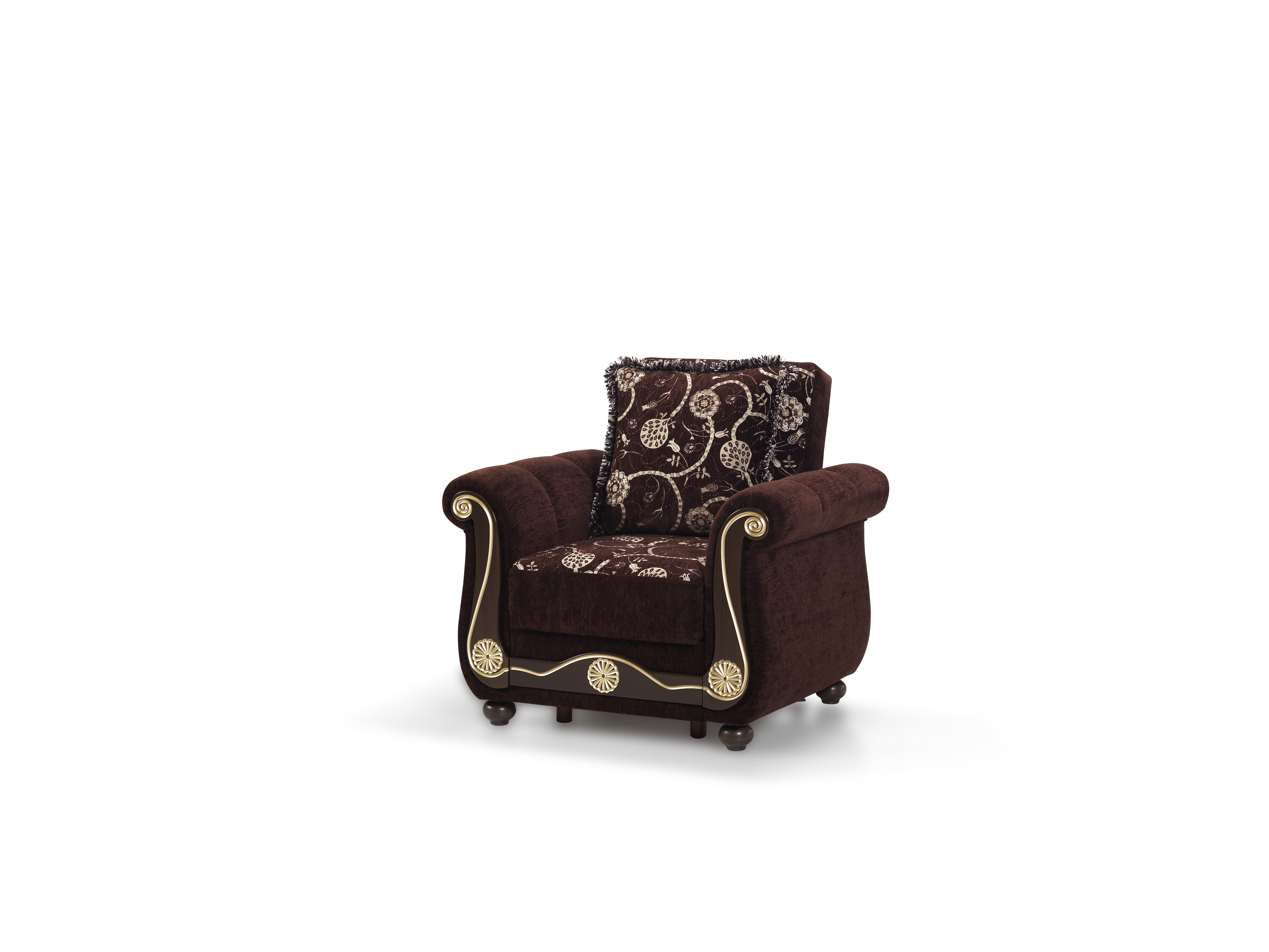 Ottomanson Convertible Accent Armchair with Hidden Storage, Firm Comfort Seating, Brown