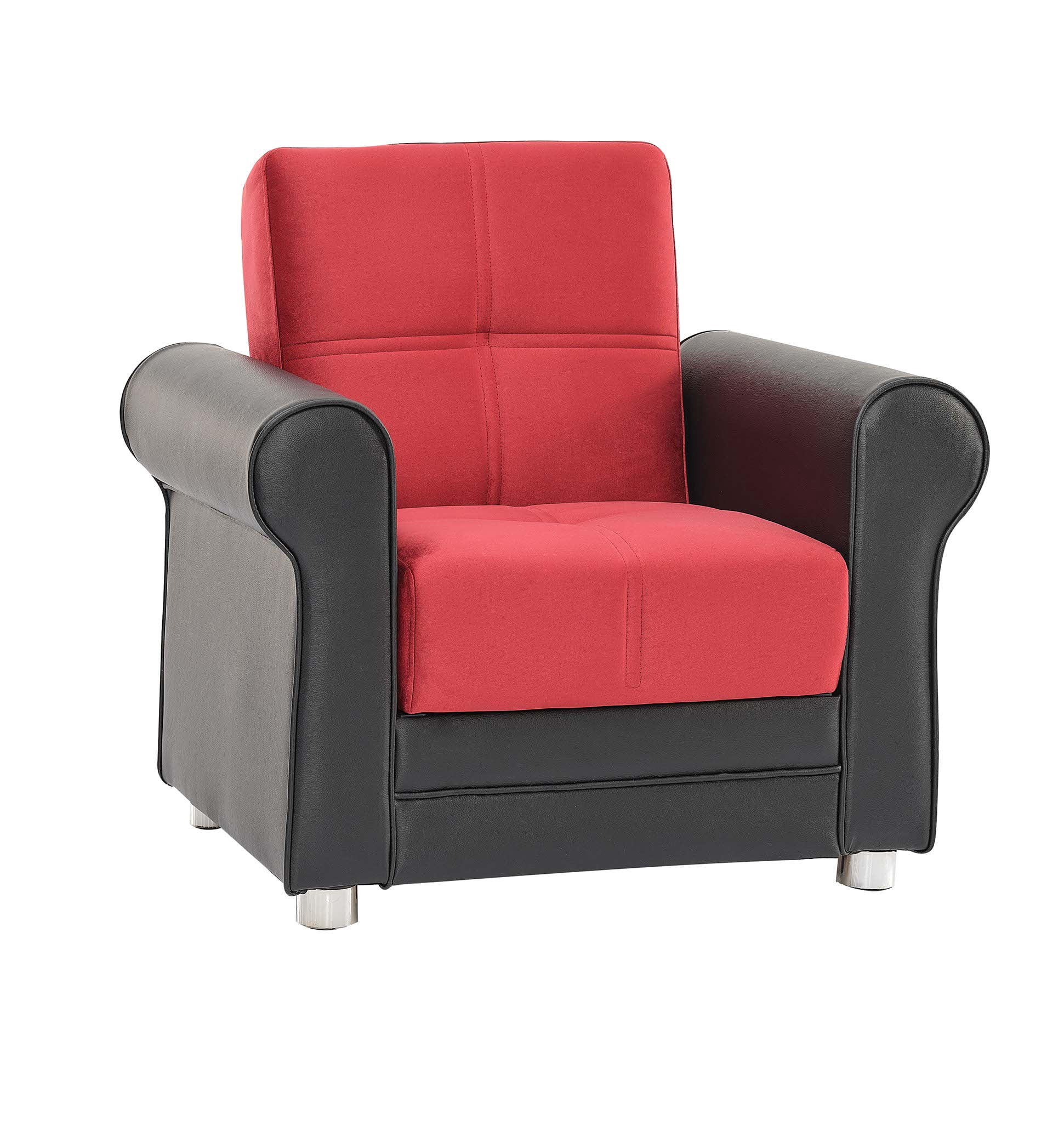Ottomanson Convertible Accent Armchair with Hidden Storage, Firm Comfort Seating, Burgundy