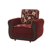 Ottomanson Convertible Accent Armchair with Hidden Storage, Firm Comfort Seating, Burgundy