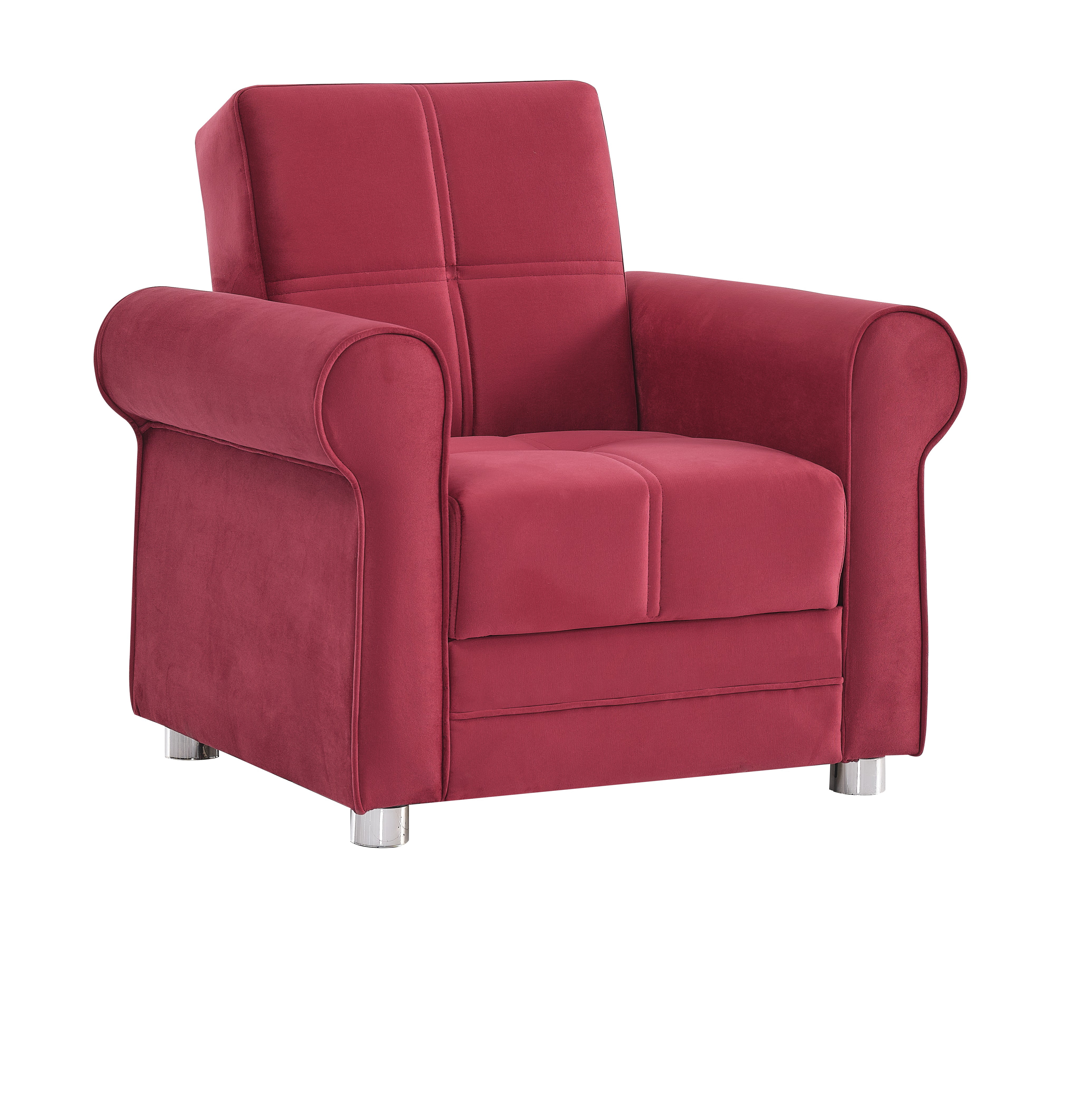 Ottomanson Convertible Accent Armchair with Hidden Storage, Firm Comfort Seating, Burgundy