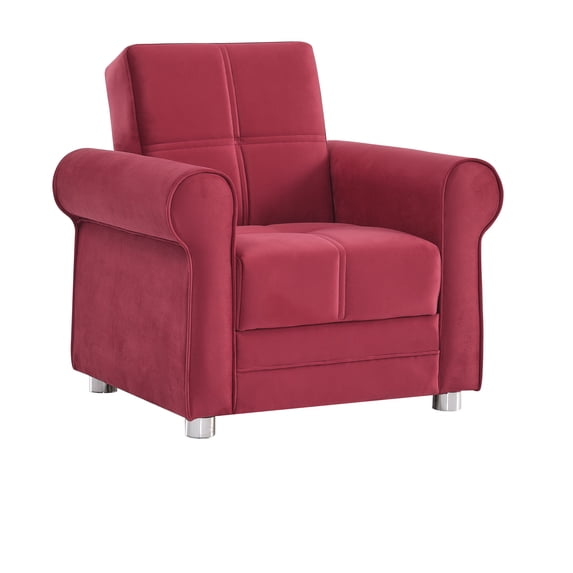 Ottomanson Convertible Accent Armchair with Hidden Storage, Firm Comfort Seating, Burgundy