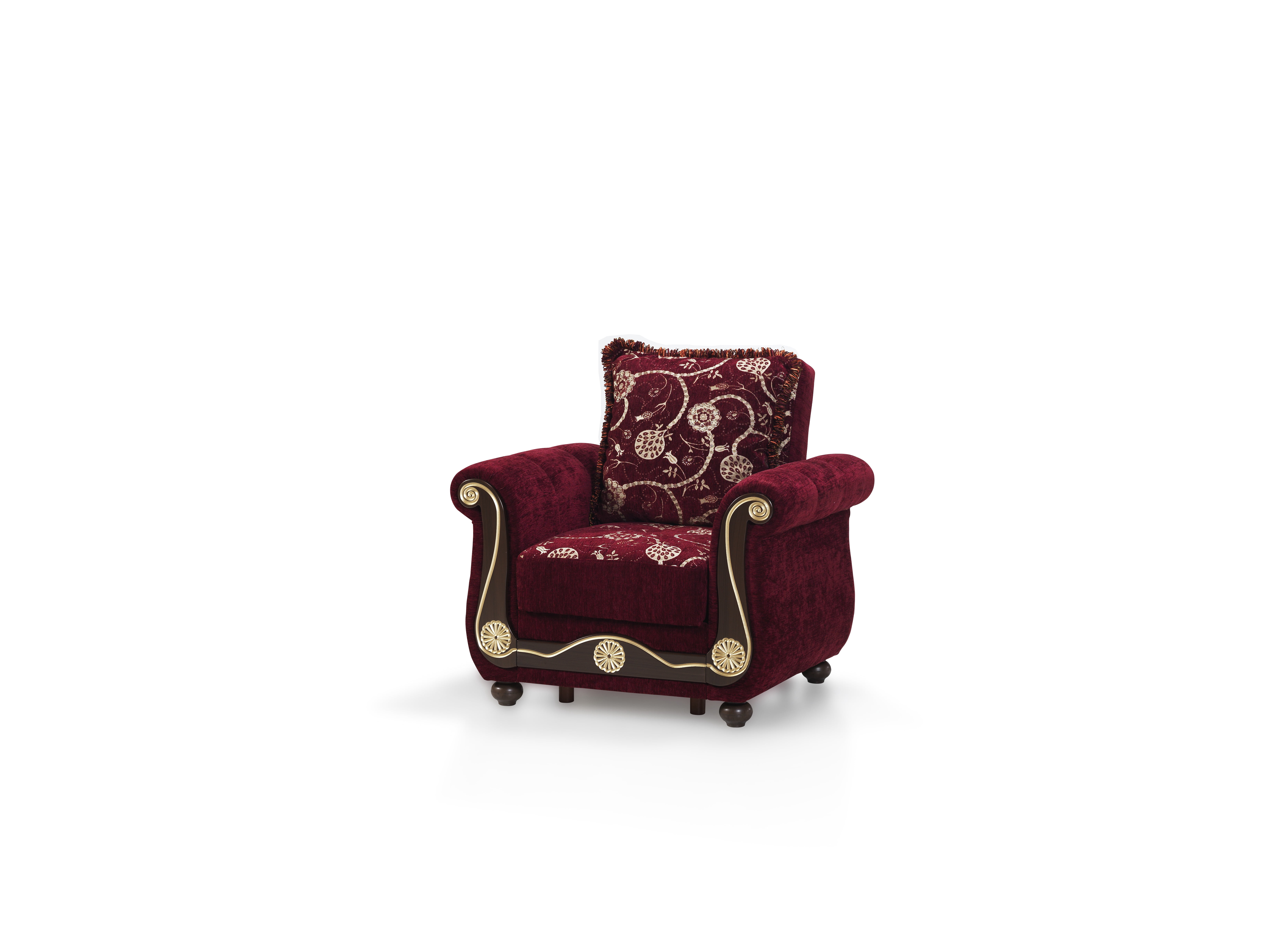 Ottomanson Convertible Accent Armchair with Hidden Storage, Firm Comfort Seating, Burgundy