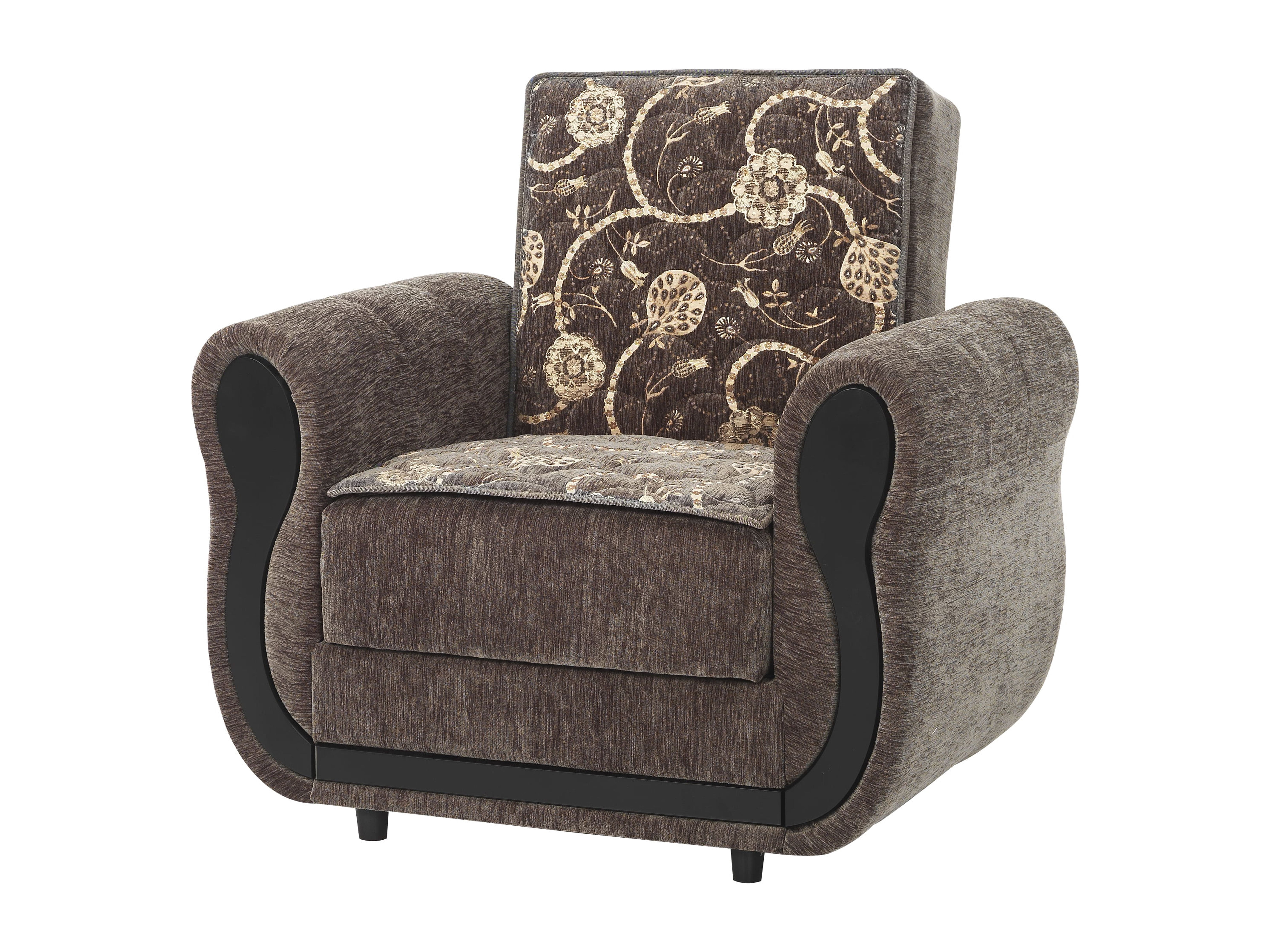 Ottomanson Convertible Accent Armchair with Hidden Storage, Firm Comfort Seating, Gray