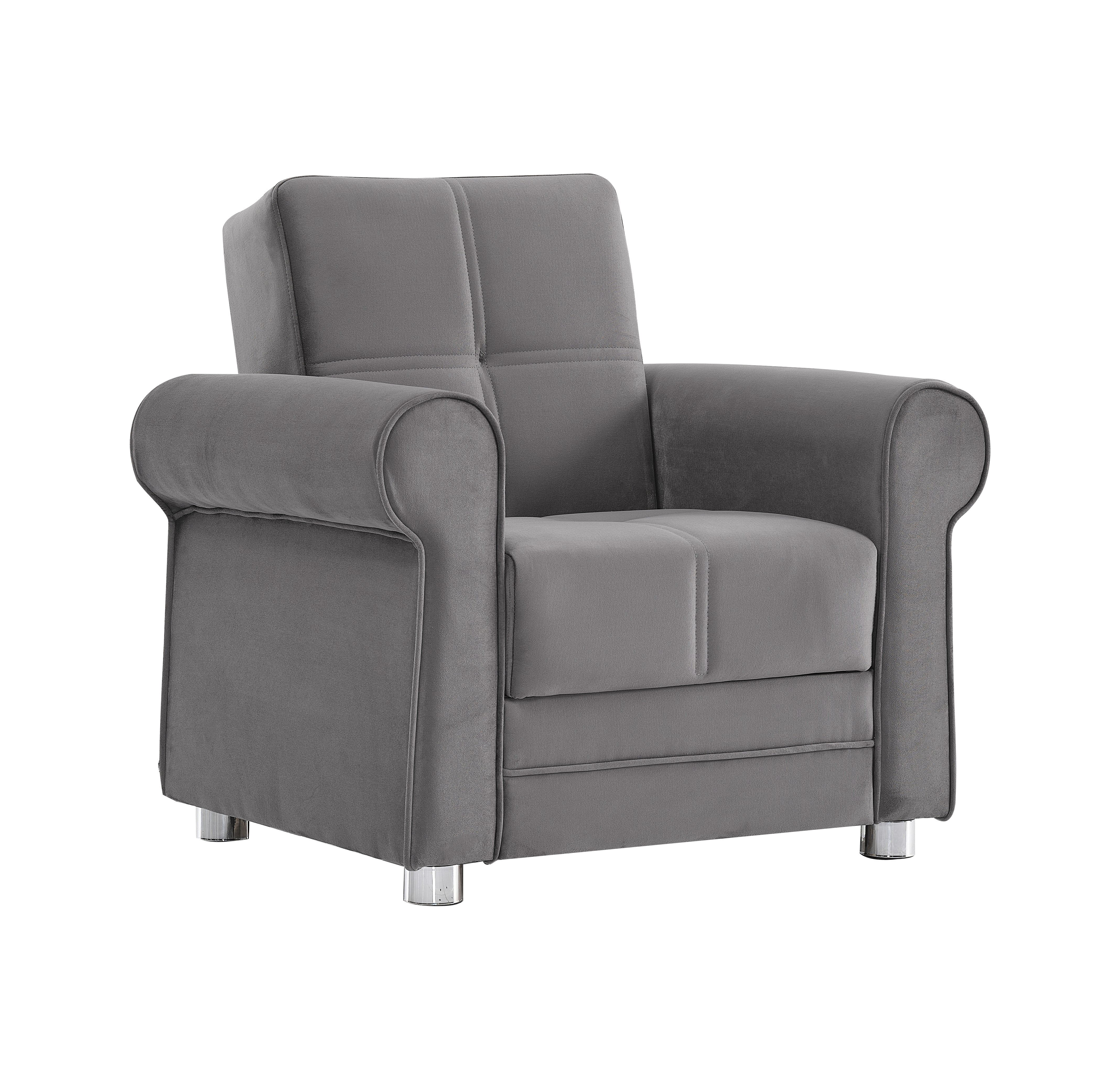 Ottomanson Convertible Accent Armchair with Hidden Storage, Firm Comfort Seating, Gray