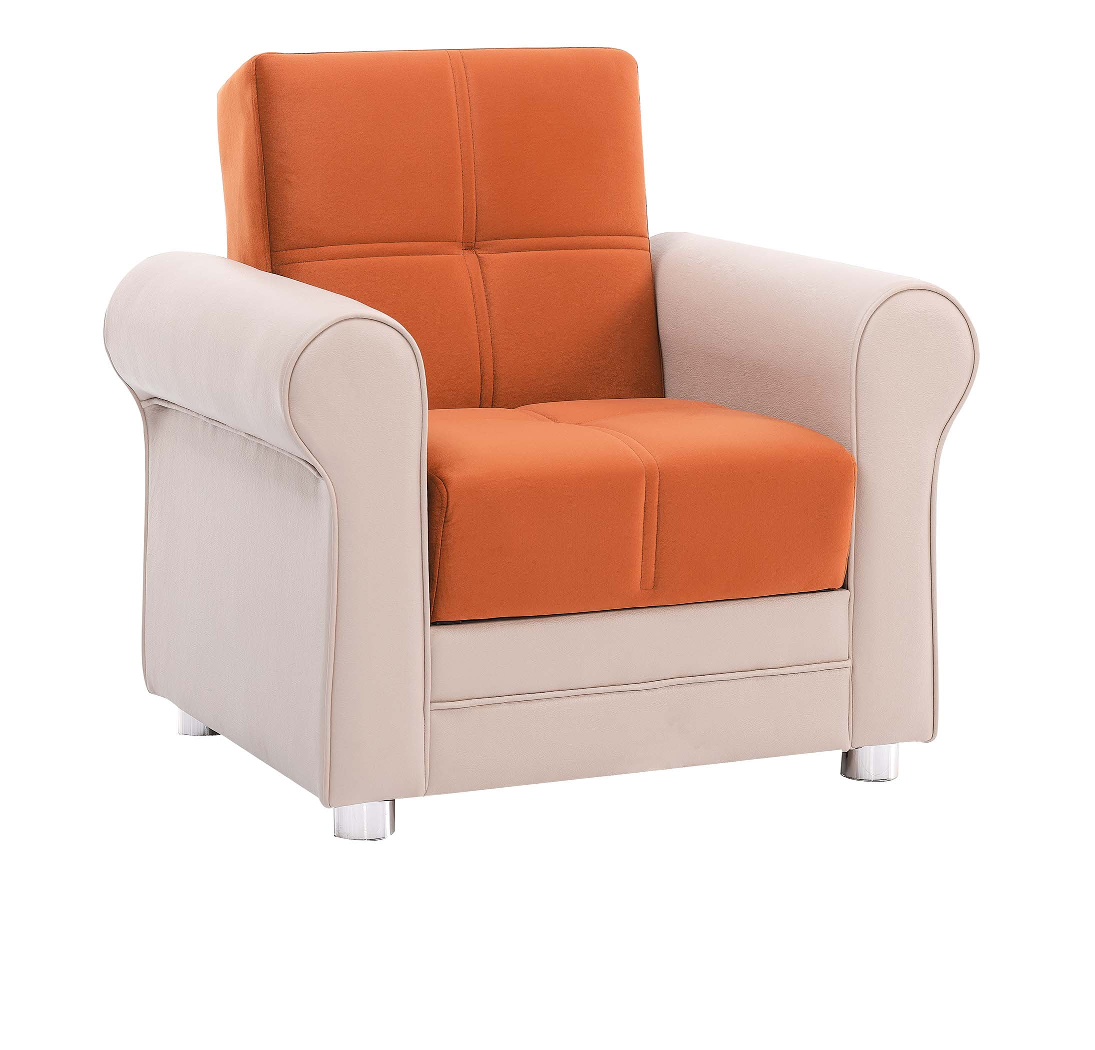 Ottomanson Convertible Accent Armchair with Hidden Storage, Firm Comfort Seating, Orange