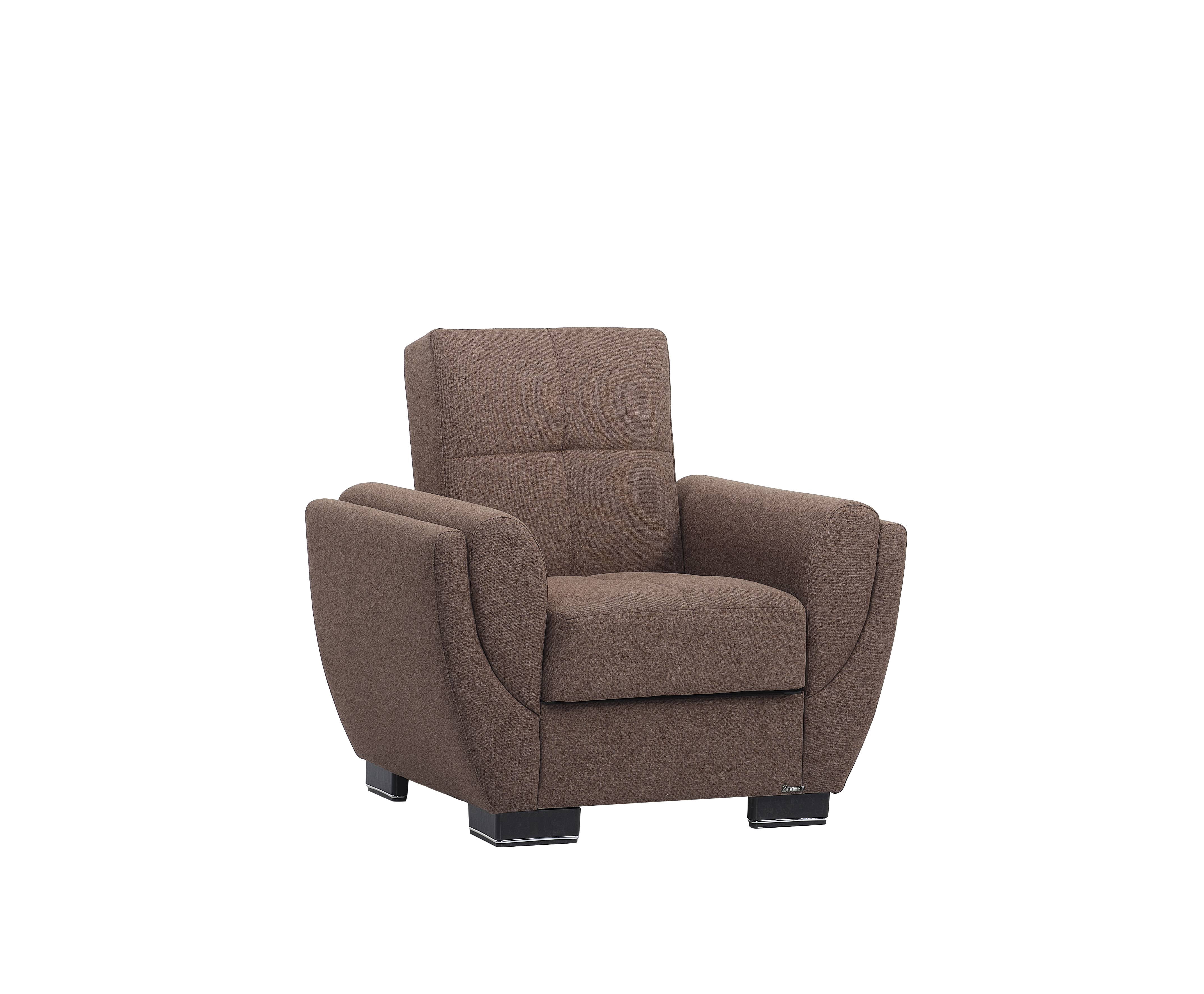 Ottomanson Convertible Accent Armchair with Hidden Storage & Rounded Arms, Firm Comfort Seating, Brown