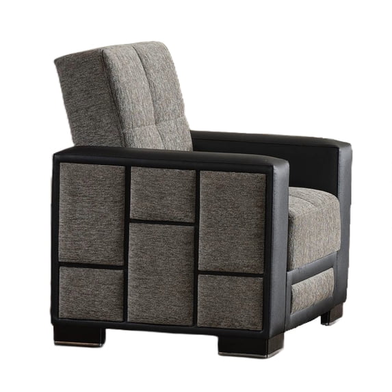 Ottomanson Convertible Accent Chair Chenille Modern Sleeper Armchair with Storage, Gray