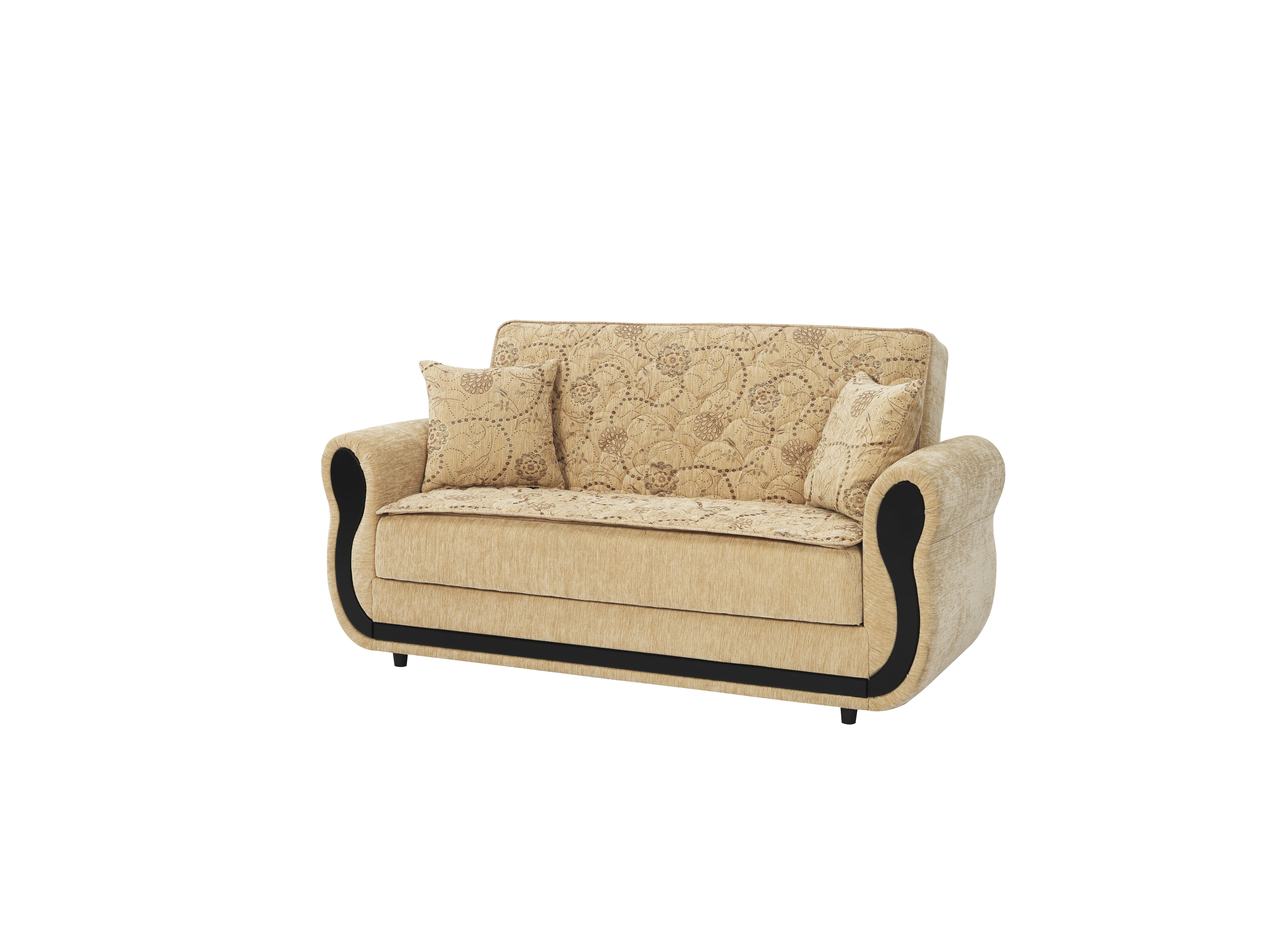 Ottomanson Convertible Sleeper Loveseat with Hidden Storage, Firm Seating, Beige