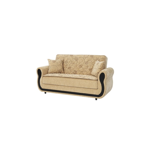 Ottomanson Convertible Sleeper Loveseat with Hidden Storage, Firm Seating, Beige