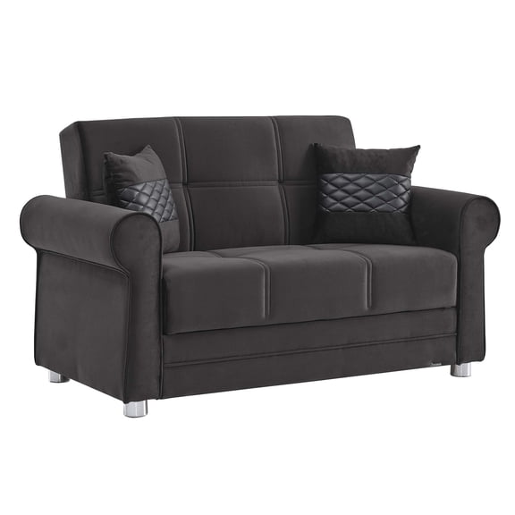 Ottomanson Convertible Sleeper Loveseat with Hidden Storage, Firm Seating, Black