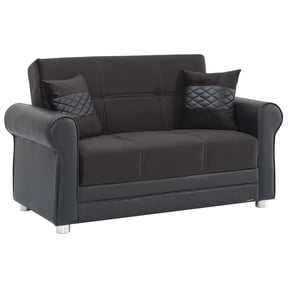 Ottomanson Convertible Sleeper Loveseat with Hidden Storage, Firm Seating, Black