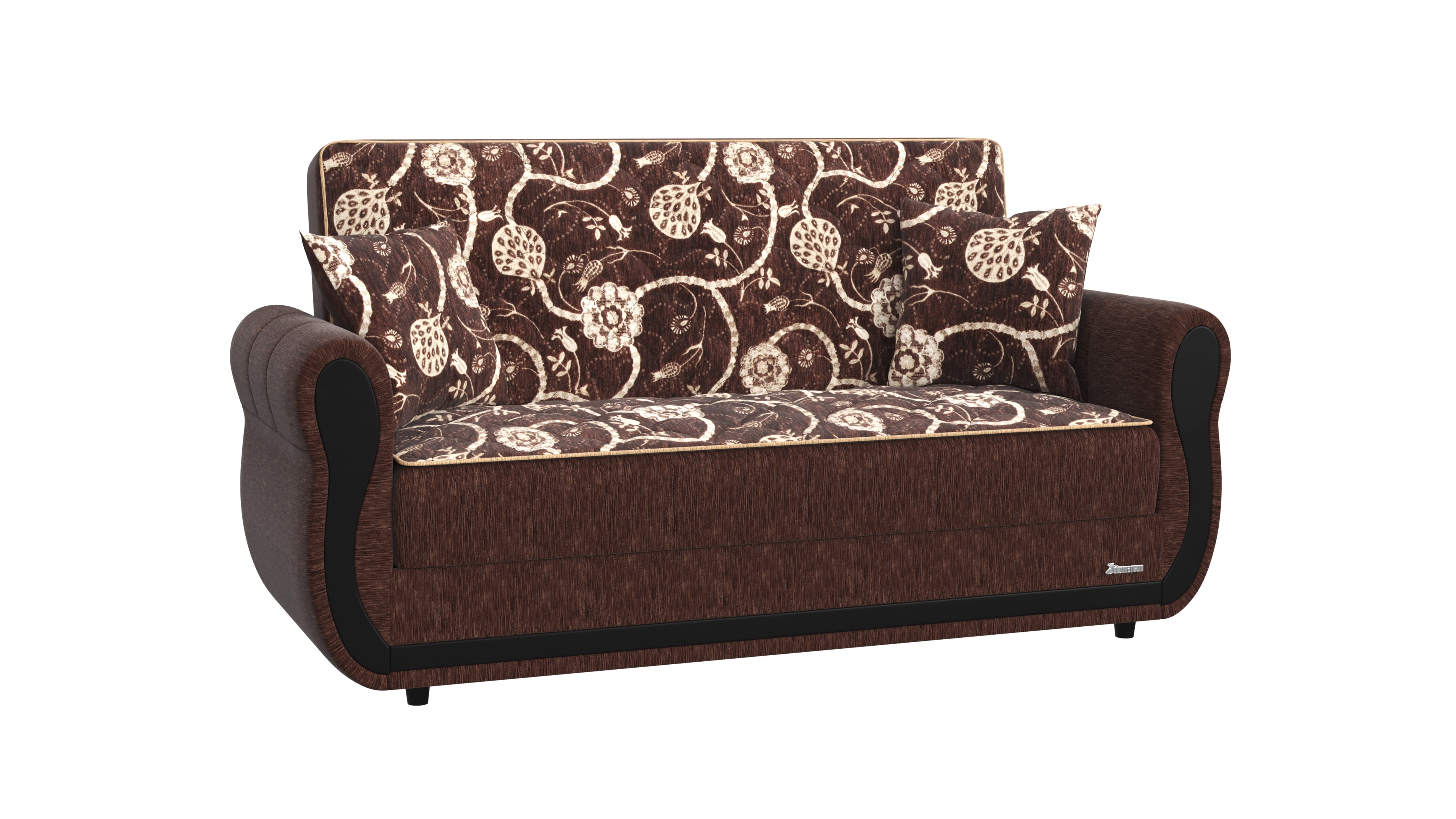 Ottomanson Convertible Sleeper Loveseat with Hidden Storage, Firm Seating, Brown