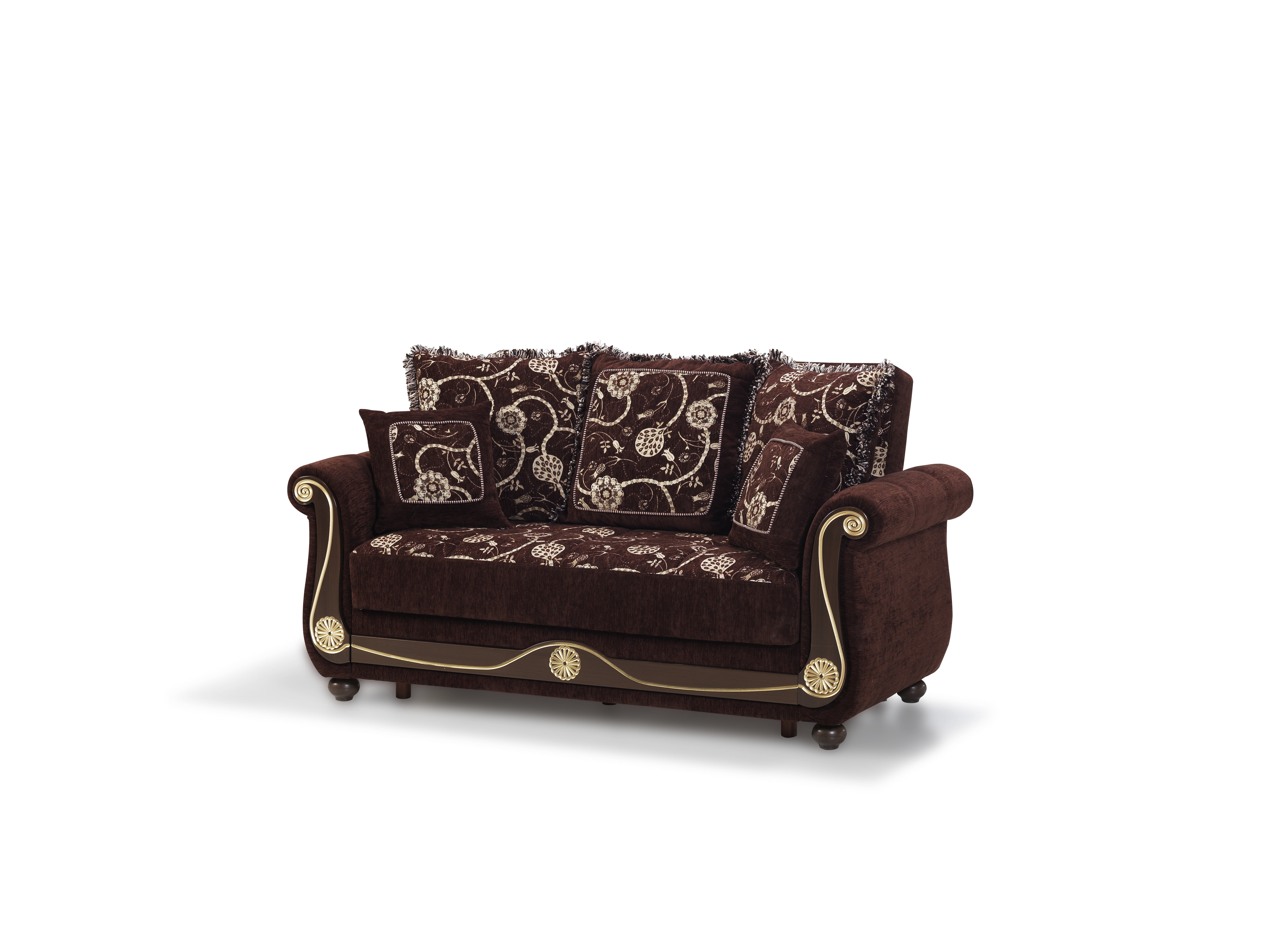 Ottomanson Convertible Sleeper Loveseat with Hidden Storage, Firm Seating, Brown