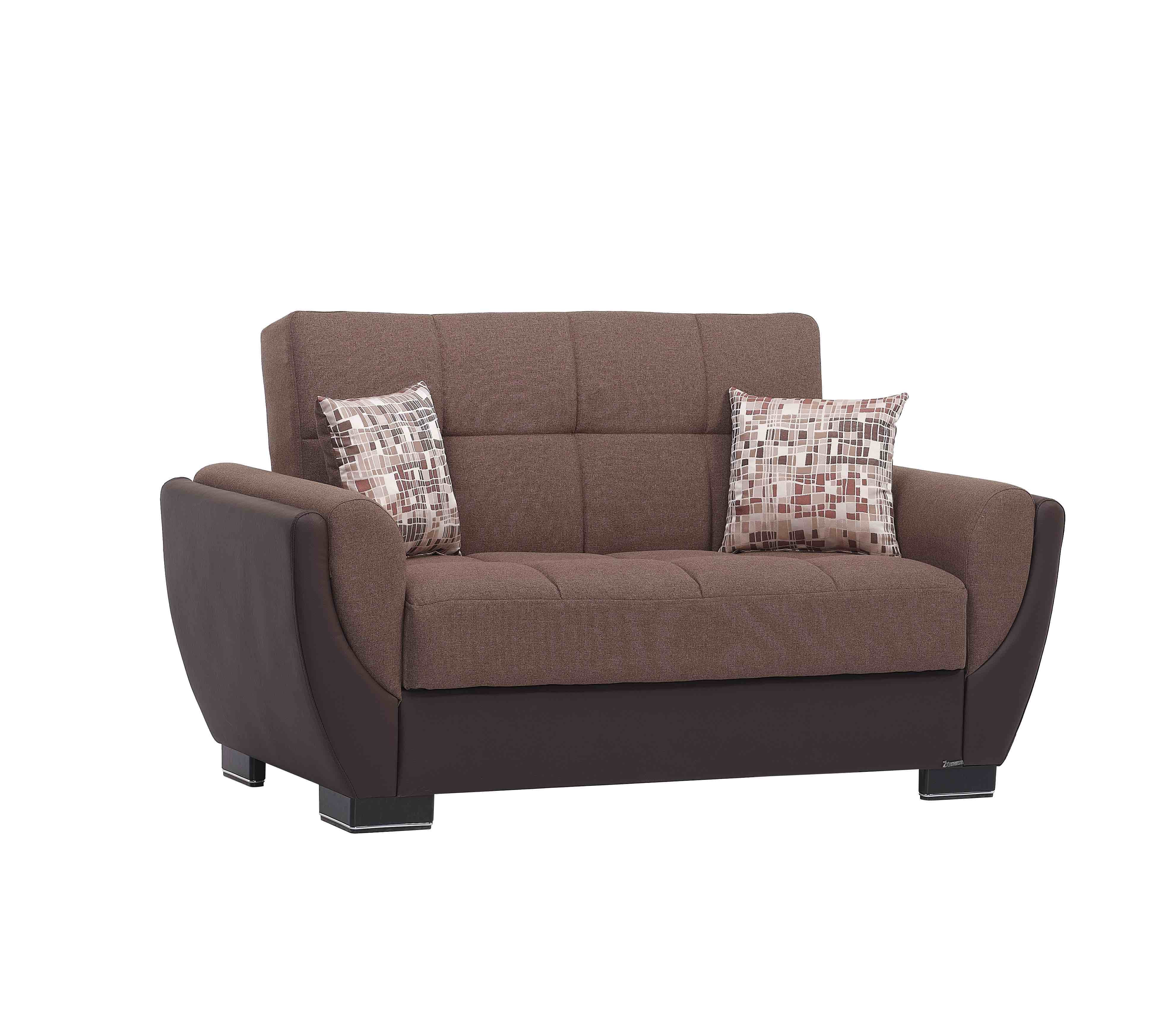 Ottomanson Convertible Sleeper Loveseat with Hidden Storage, Firm Seating, Brown