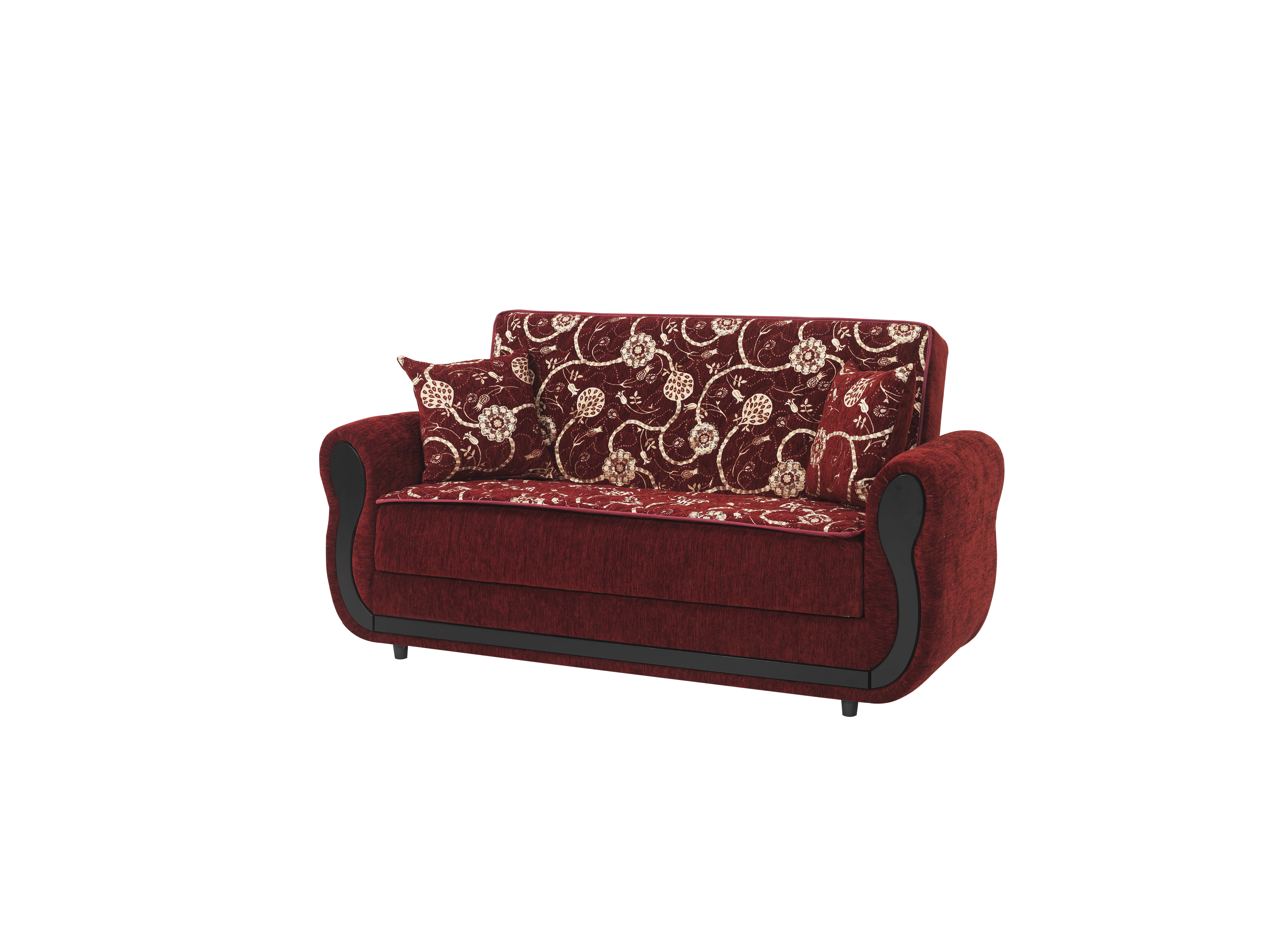 Ottomanson Convertible Sleeper Loveseat with Hidden Storage, Firm Seating, Burgundy