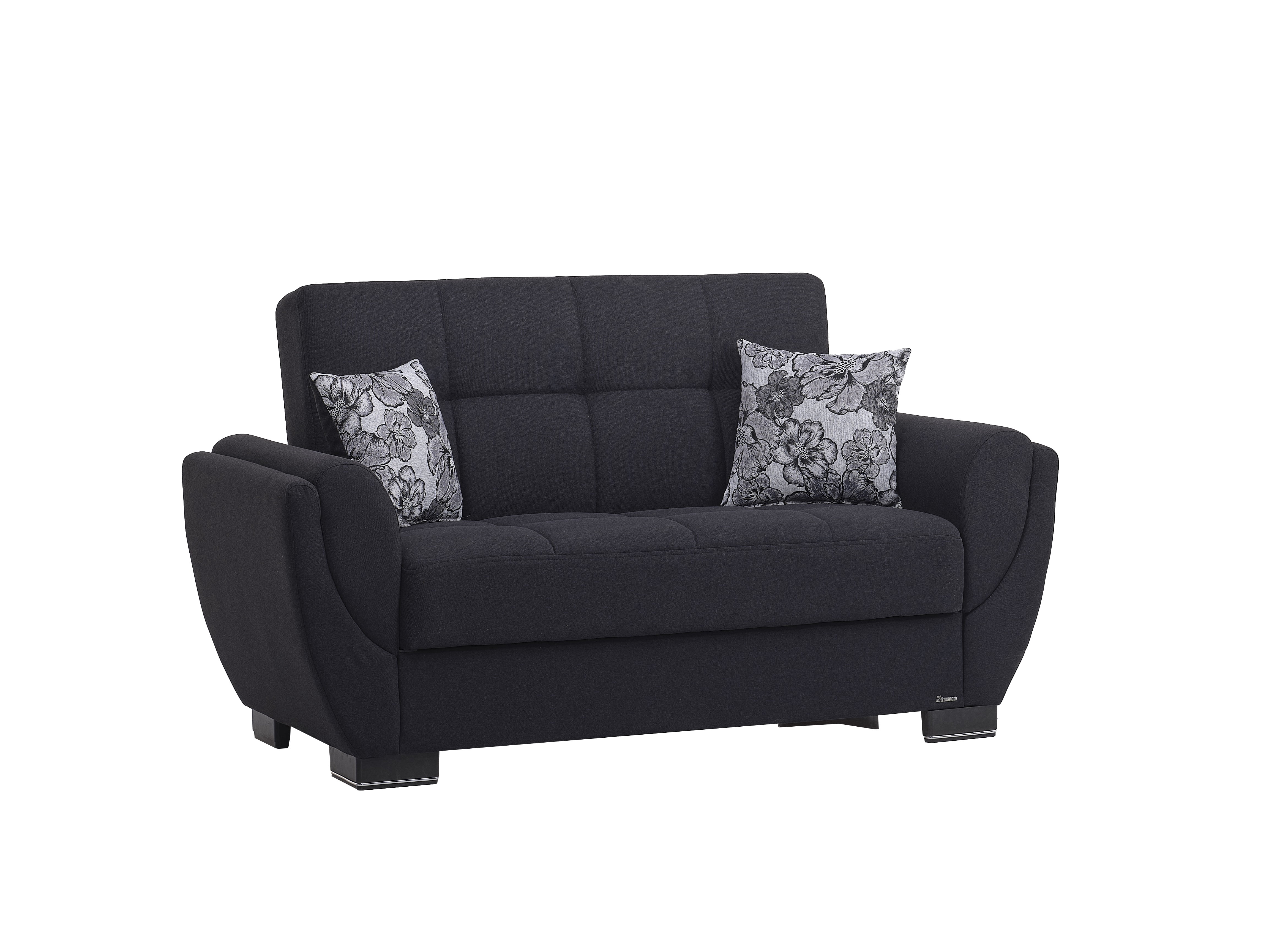 Ottomanson Convertible Sleeper Loveseat with Hidden Storage, Firm Seating, Dark Blue