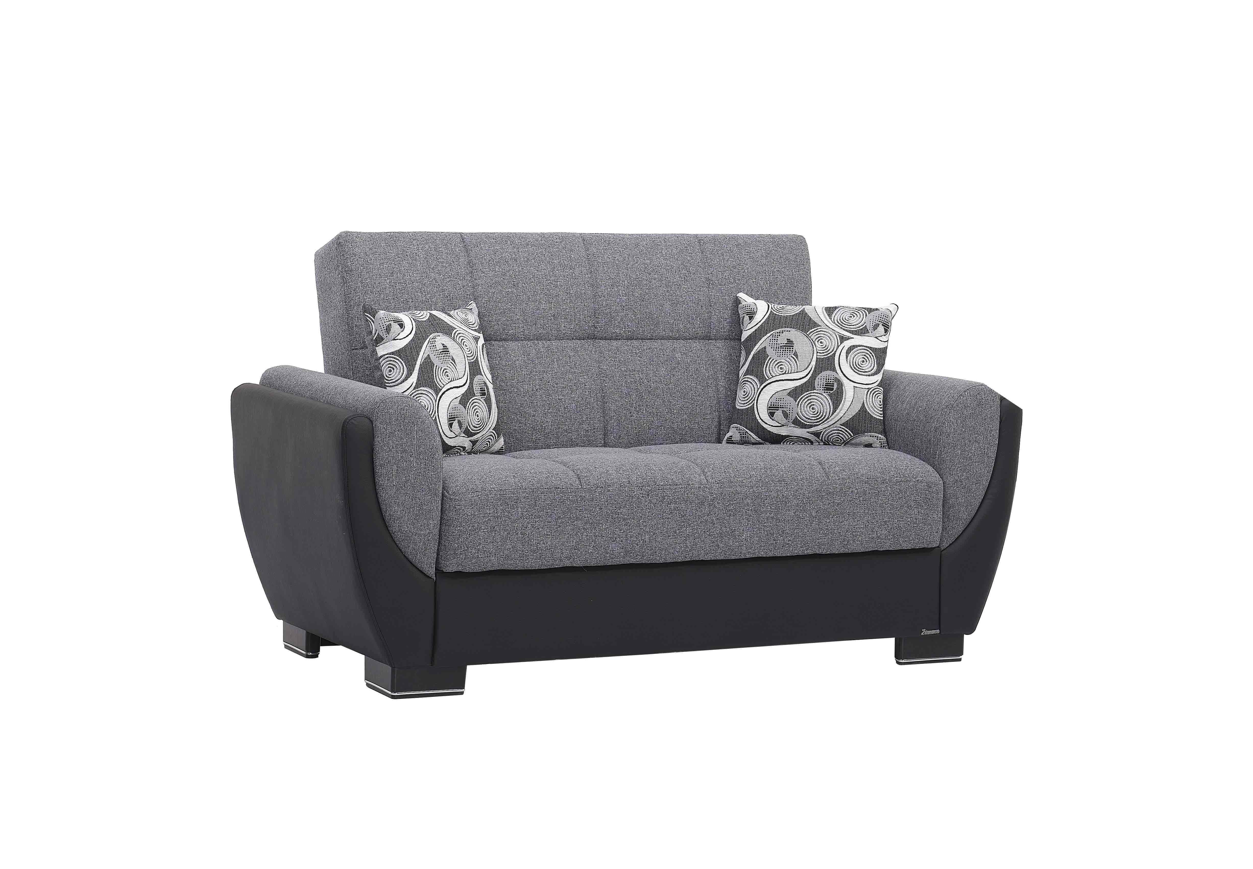 Ottomanson Convertible Sleeper Loveseat with Hidden Storage, Firm Seating, Gray